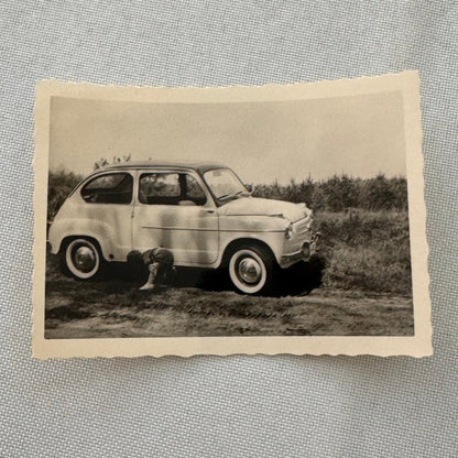 Child with Fiat 600 Car Photo Photograph Print Snapshot Lot 4x Vintage