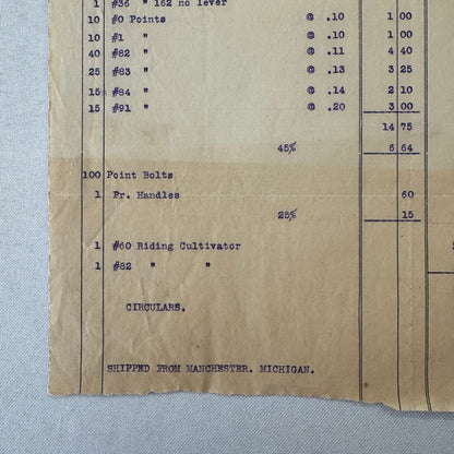 Bateman Manufacturing Receipt Letterhead Document Grenloch New Jersey 1908 Farm