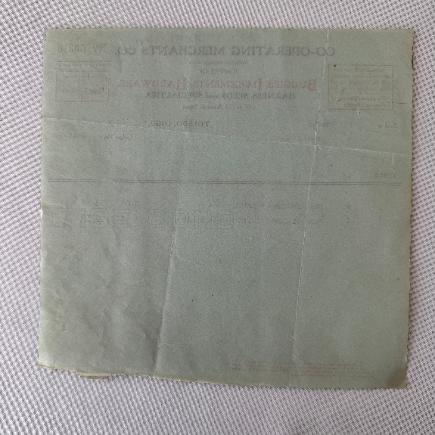 Cooperating Merchants Company Buggies and Hardware 1908 Receipt Invoice Lot 6x