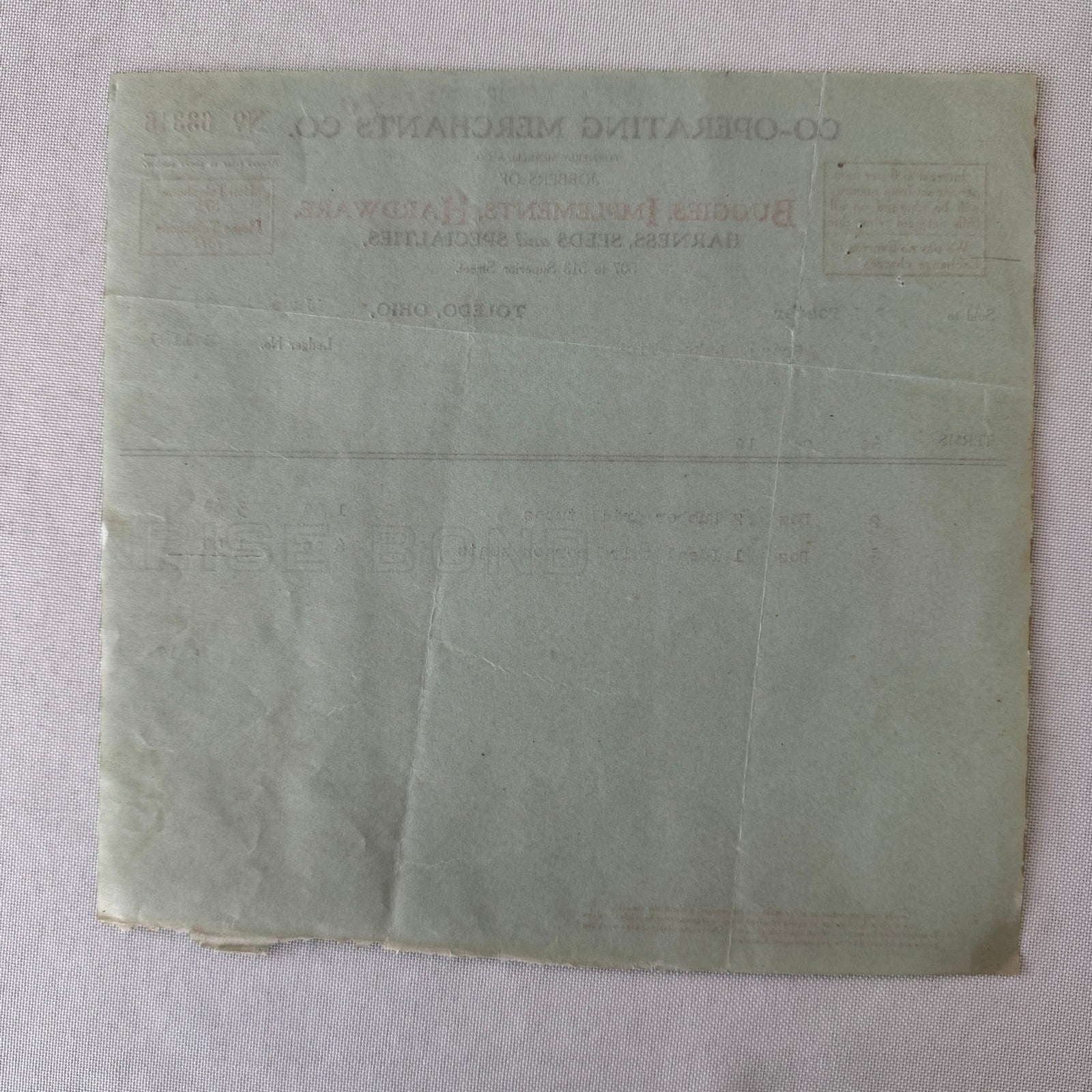 Cooperating Merchants Company Buggies and Hardware 1908 Receipt Invoice Lot 6x