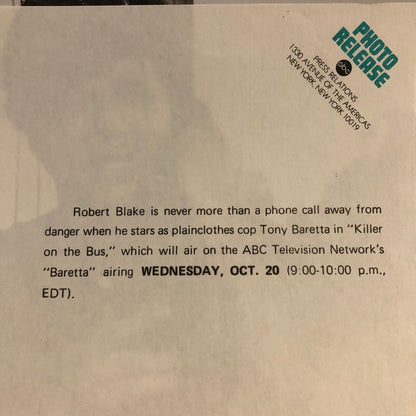 Vintage Television TV Show Press Photo Photograph Robert Blake as Tony Baretta