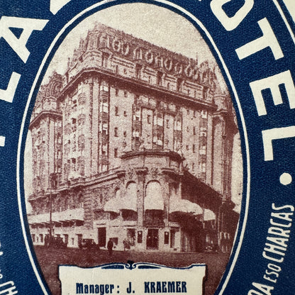 Vintage Hotel Travel Luggage Label Plaza Hotel Buenos Aires Argentina