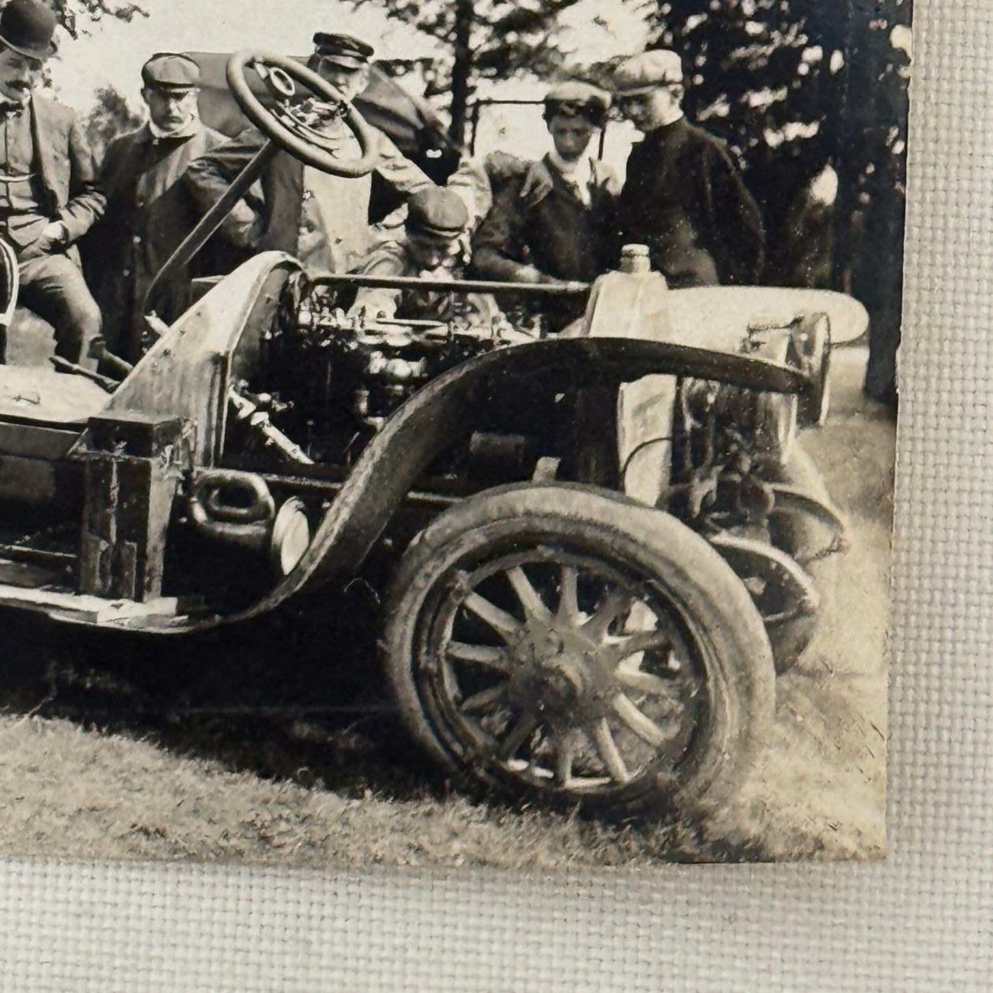 Vintage Photo Photograph Print People with Early Automobile Car Jalopy Wrecked