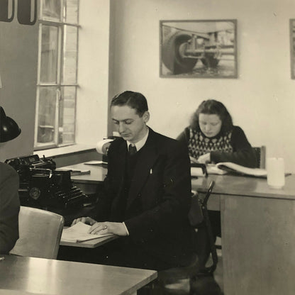 Antique Vintage Photograph Factory Office Workers - Denmark Ergo Trailer