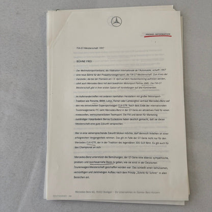 1997 Mercedes CLK GTR GT Racing Press Kit Photos GERMAN