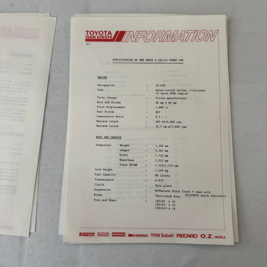 1988 Toyota Celica Rally Rallye Racing Press Kit Motorsport Race Photos Photo