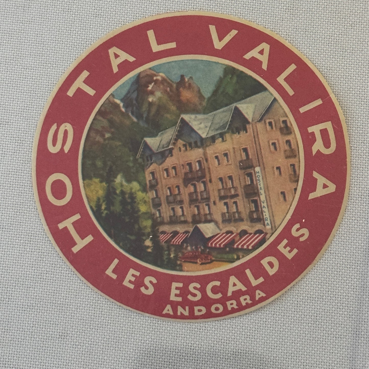 Vintage Hotel Travel Luggage Label Hostal Valira Les Escaldes Andorra