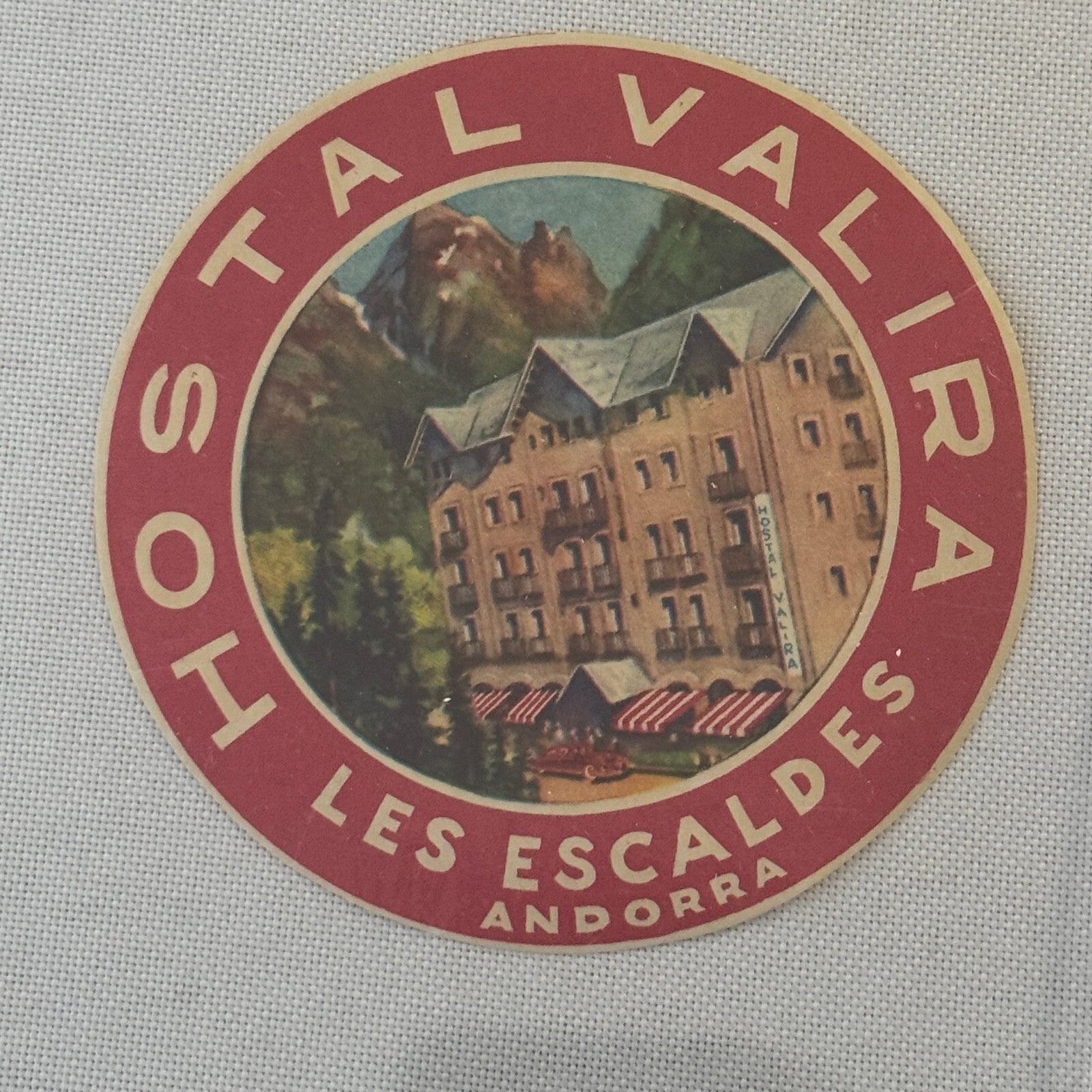 Vintage Hotel Travel Luggage Label Hostal Valira Les Escaldes Andorra
