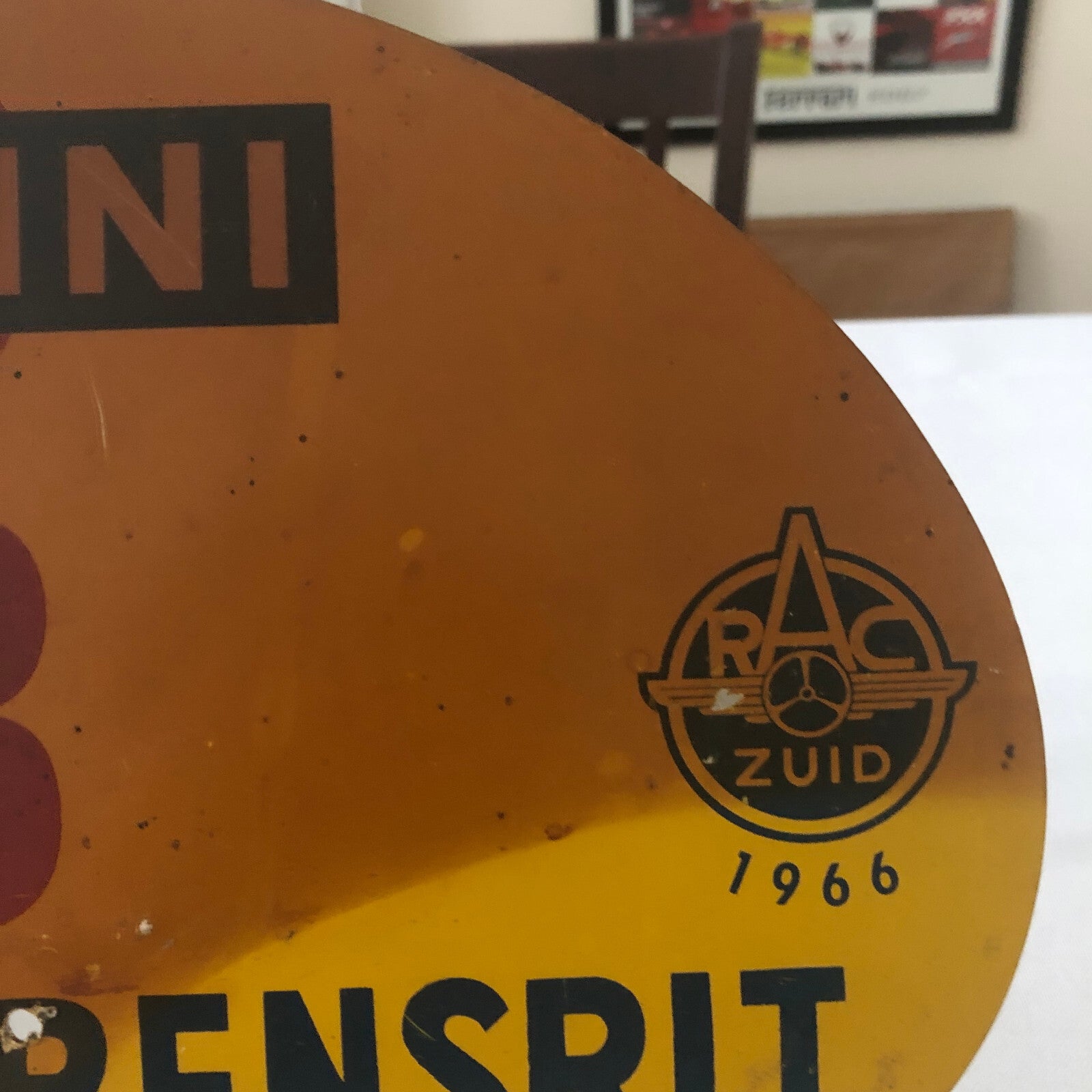 1966 RAC Zuid Brabant Grensrit Car Rally Rallye Participant Plate w/ Martini Ad