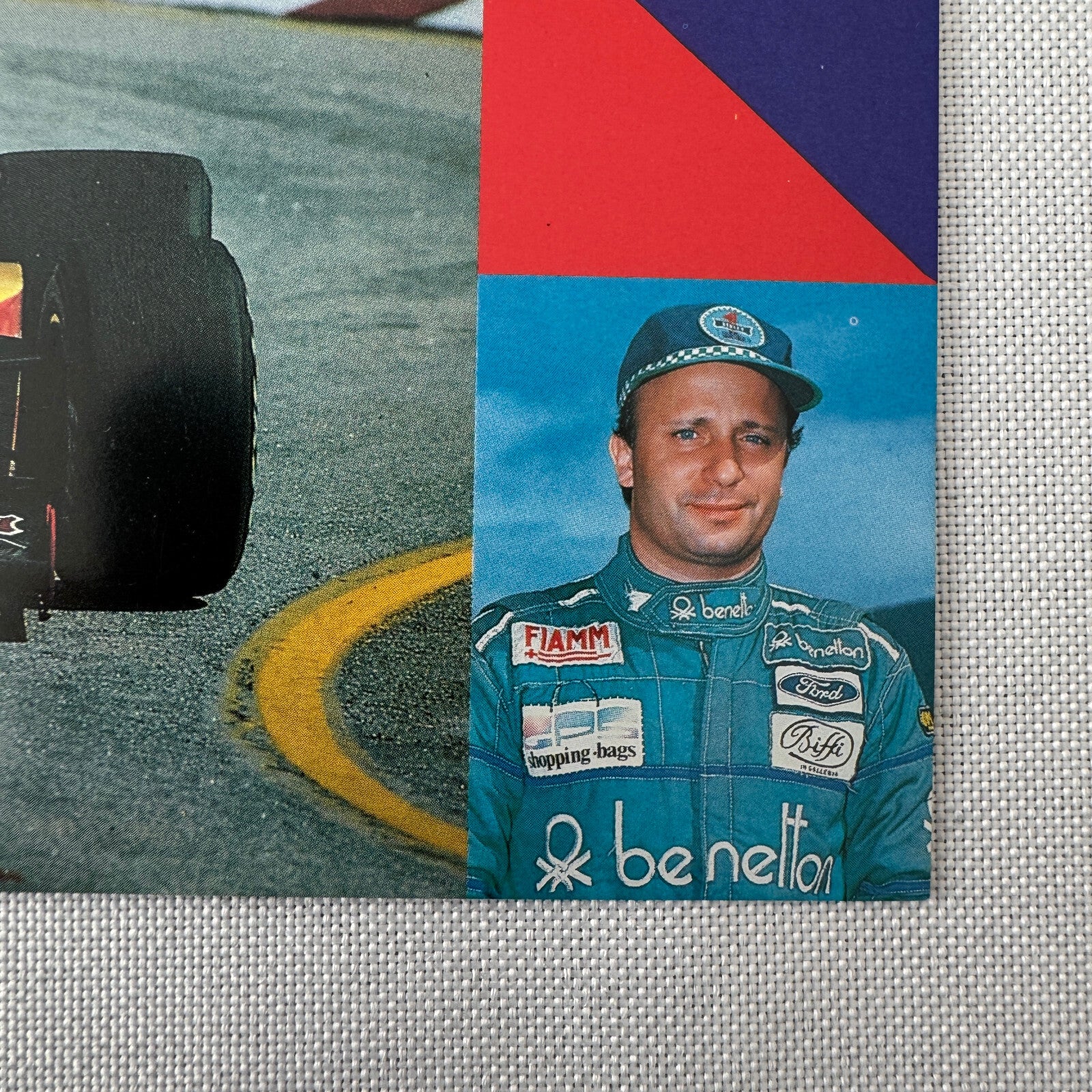 1987 Benetton Formula One Racing Postcard Post Card Teo Fabi Driver Vintage