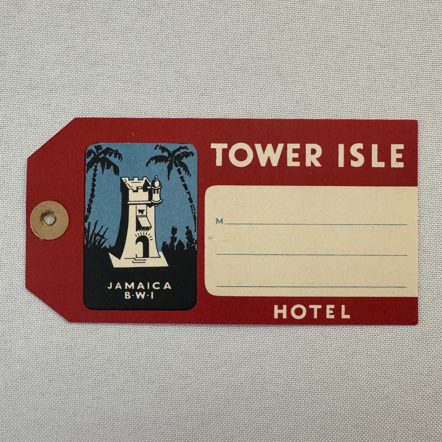Vintage Hotel Travel Luggage Label Tower Isle Hotel Jamaica