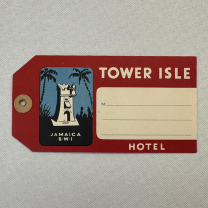 Vintage Hotel Travel Luggage Label Tower Isle Hotel Jamaica