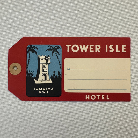 Vintage Hotel Travel Luggage Label Tower Isle Hotel Jamaica