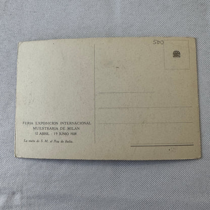 Vintage Italian Postcard Post Card International Exposition 1928 Milano Milan