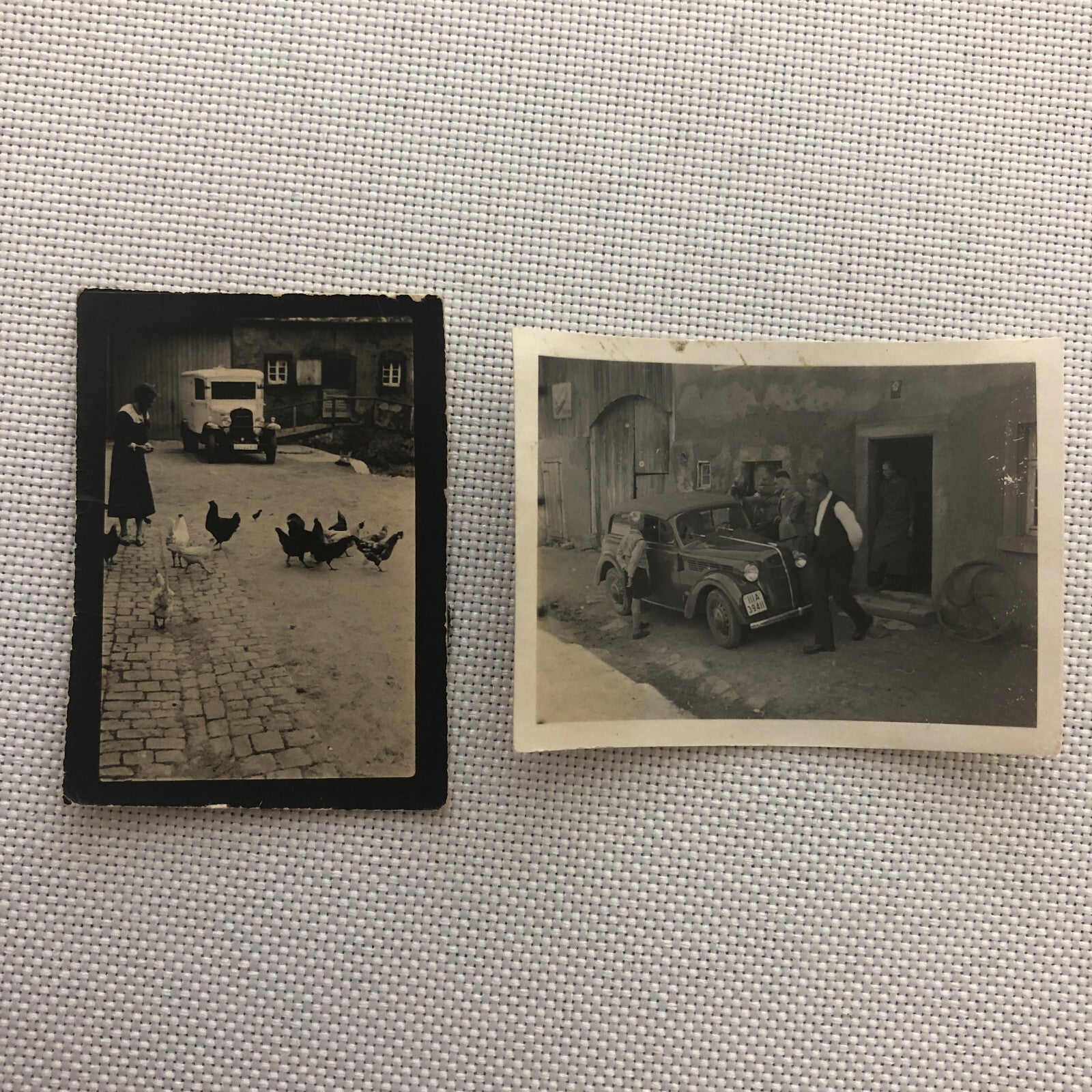 Vintage Photo Photograph Lot People with Anique Car Chickens Automobile AL22SM1