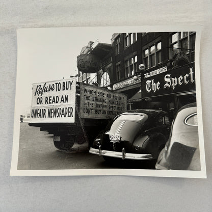 Vintage Newspaper Strike Photo Photograph Car Truck Modern Era Print
