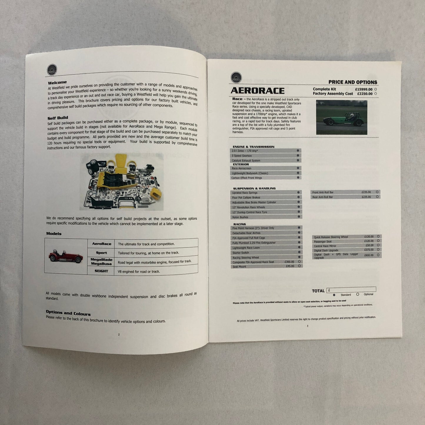 Westfield Kit Car Sports Cars Sales Brochure Catalog SEiGHT Mega Range Sport