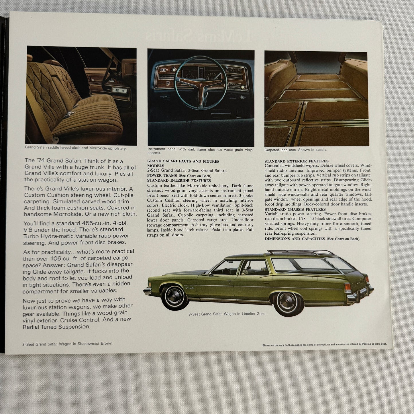 1974 Pontiac Safari Station Wagon Sales Brochure Catalog Grand Catalina LeMans