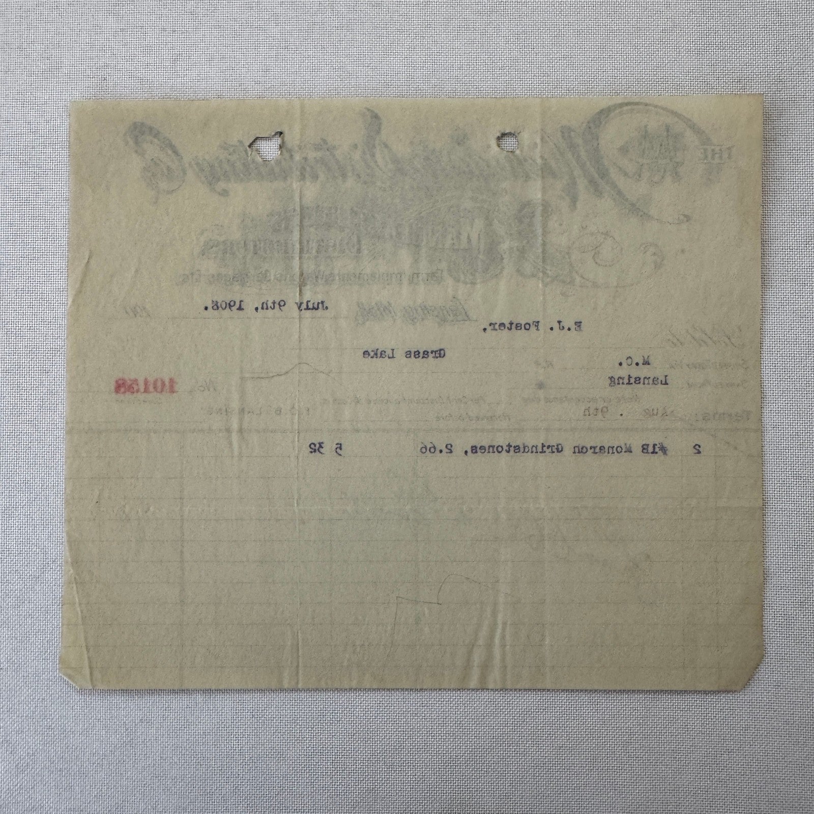 Michigan Distributing Company Farm Implements Carriages 1908 Document Lansing