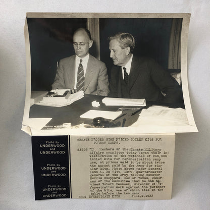 Press Photo Photograph Senate Investigation into High Price Toilet Kits 1933 2x