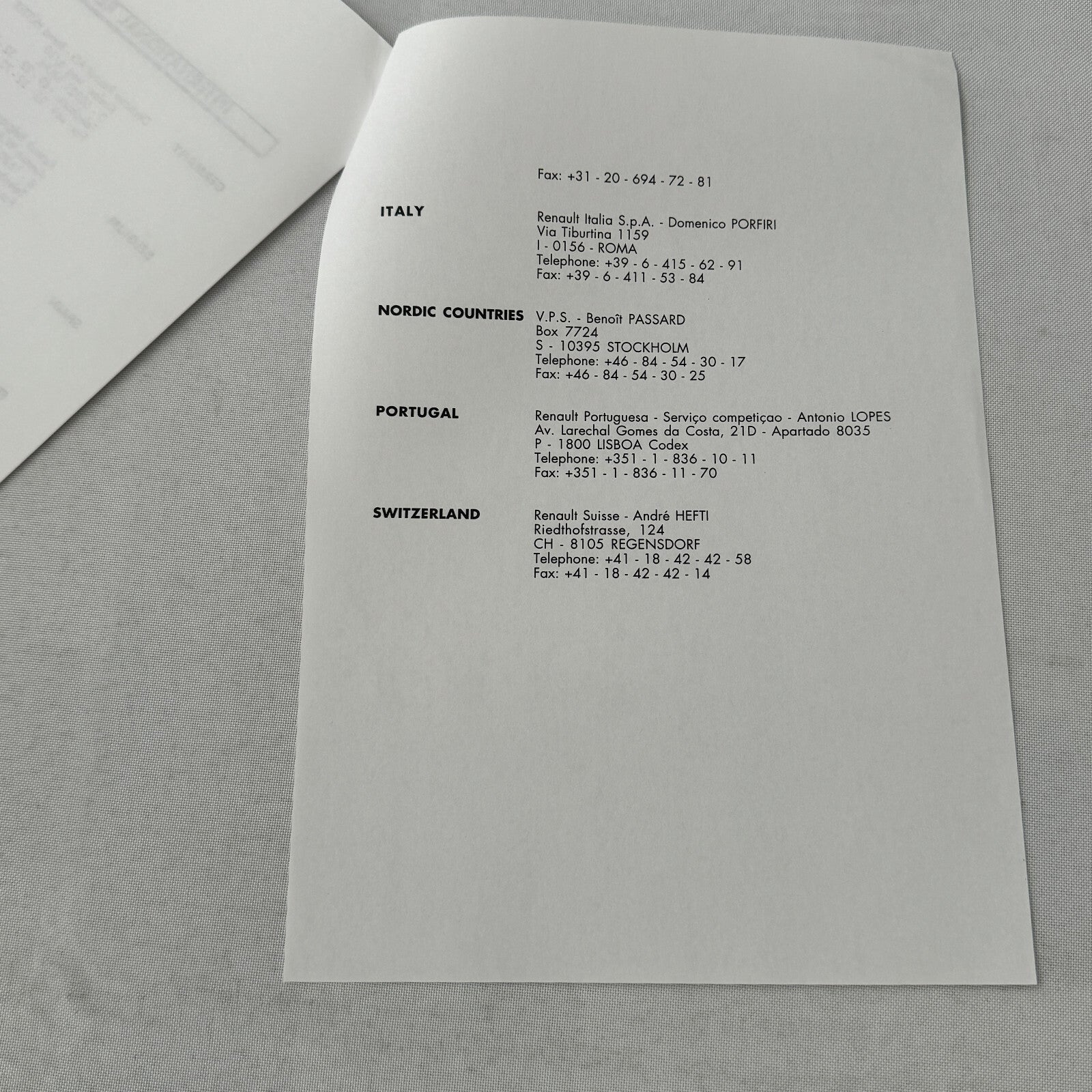 1998 Renault Sport Press Kit Spider ELF Trophy Racing Photos Documents