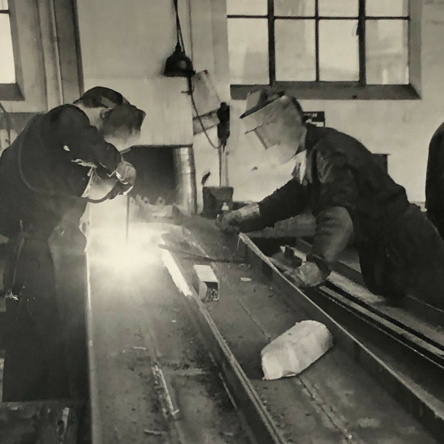 Antique Vintage Factory Company Industrial Workers Photograph ERGO Trailer