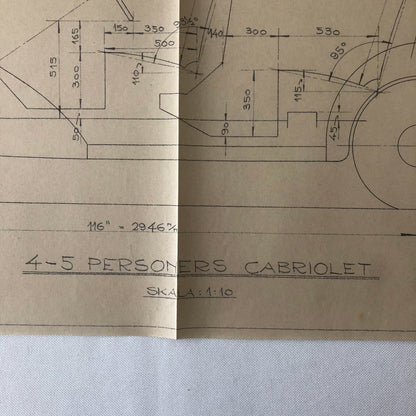 1936 Coachbuilder Car Design Blueprint Rendering Blue Print Coupe