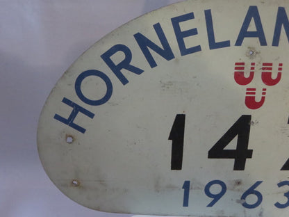 Vintage 1963 Horneland Rally Car Club Rally Plate Plaque Sign Metal #147