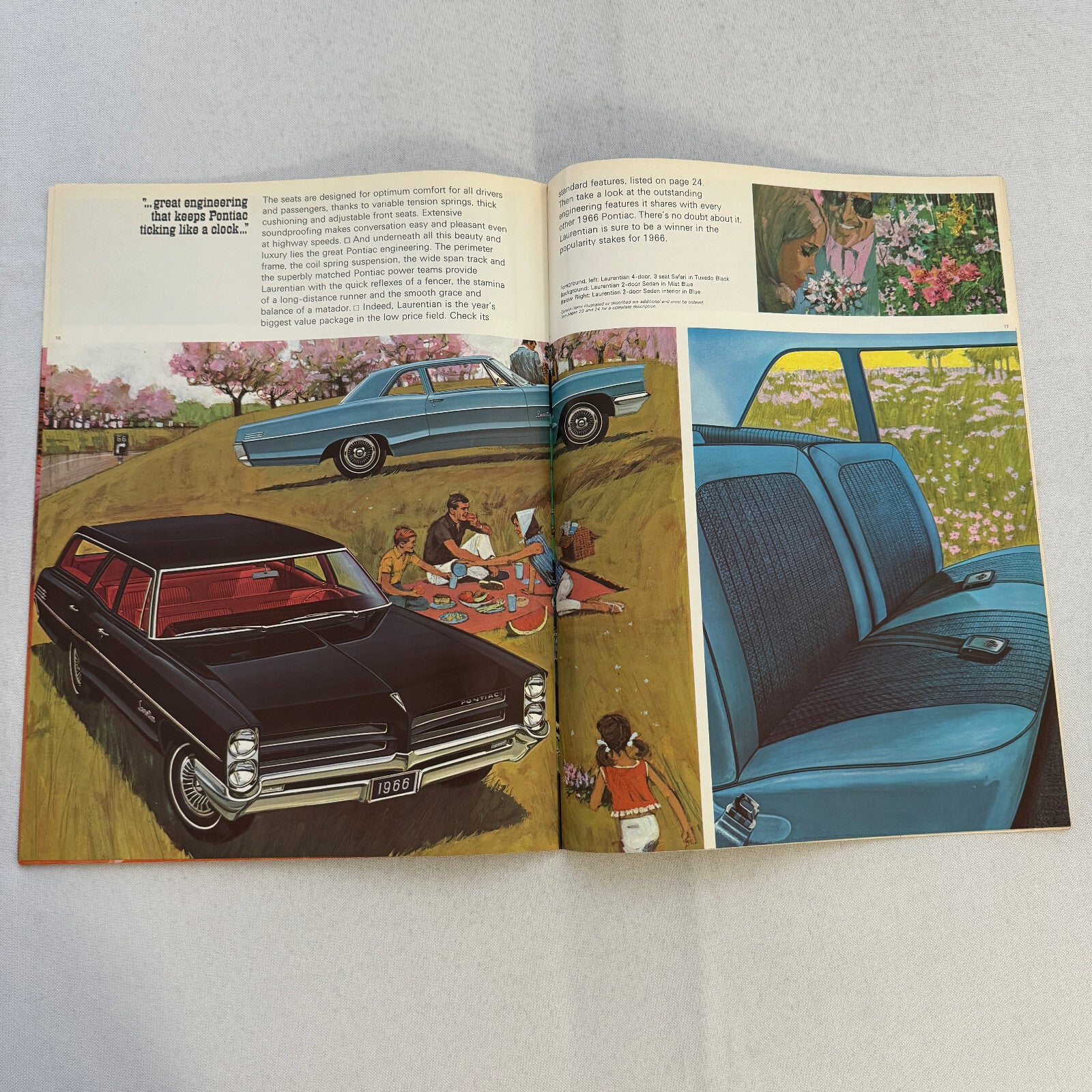 1966 Pontiac Sales Brochure Catalog Grand Parisienne Laurentian Strato Chief