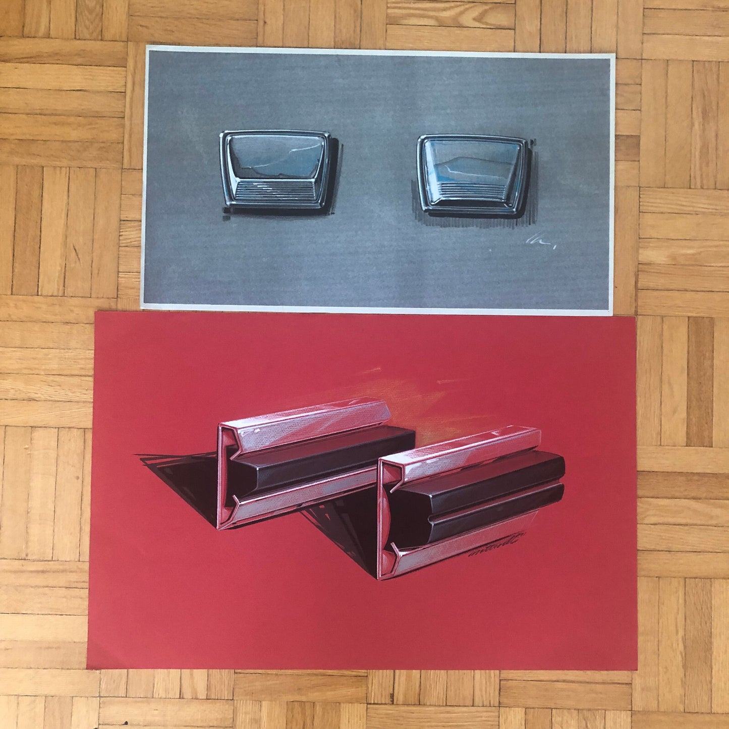 Vintage 1960s Ford Concept Car Design Sketches Lot of 10 Interior Illustrations