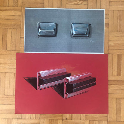 Vintage 1960s Ford Concept Car Design Sketches Lot of 10 Interior Illustrations