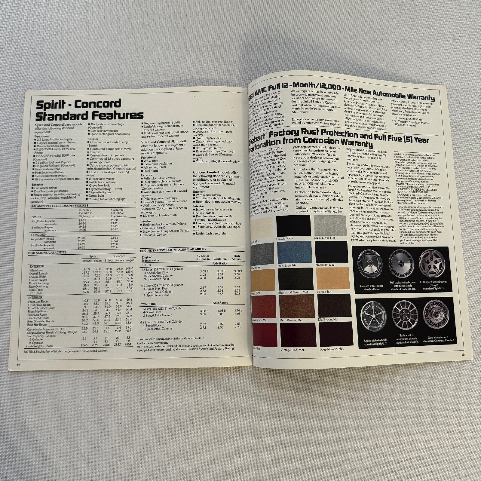 1981 AMC American Motors Spirit Concord Sales Brochure Catalog Advertising