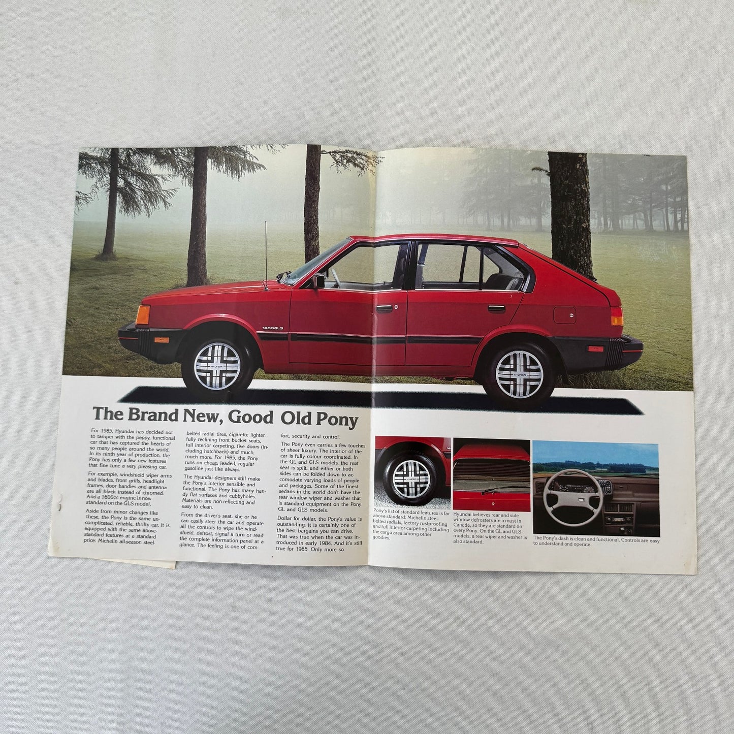 1985 Hyundai Pony Car Sales Brochure Catalog Folder Vintage Advertising