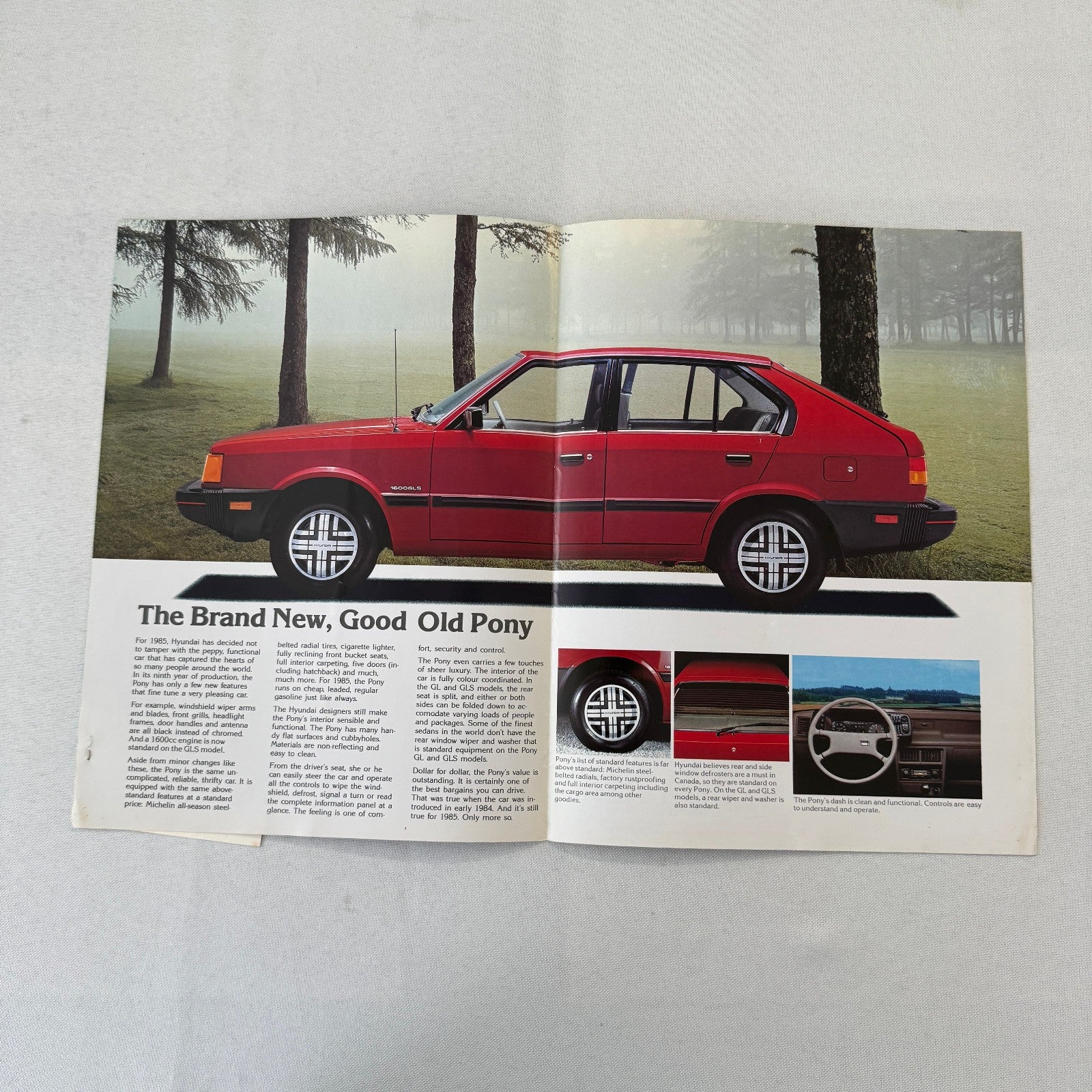 1985 Hyundai Pony Car Sales Brochure Catalog Folder Vintage Advertising
