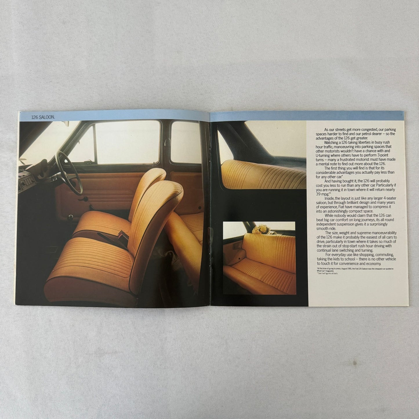 Fiat 126 Saloon and Fiat 126 DeVille Car Sales Brochure Catalog Vintage UK