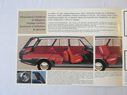 1960s Sunbeam Arrow Wagon Sales Brochure Catalog FRENCH Chrysler Rootes 