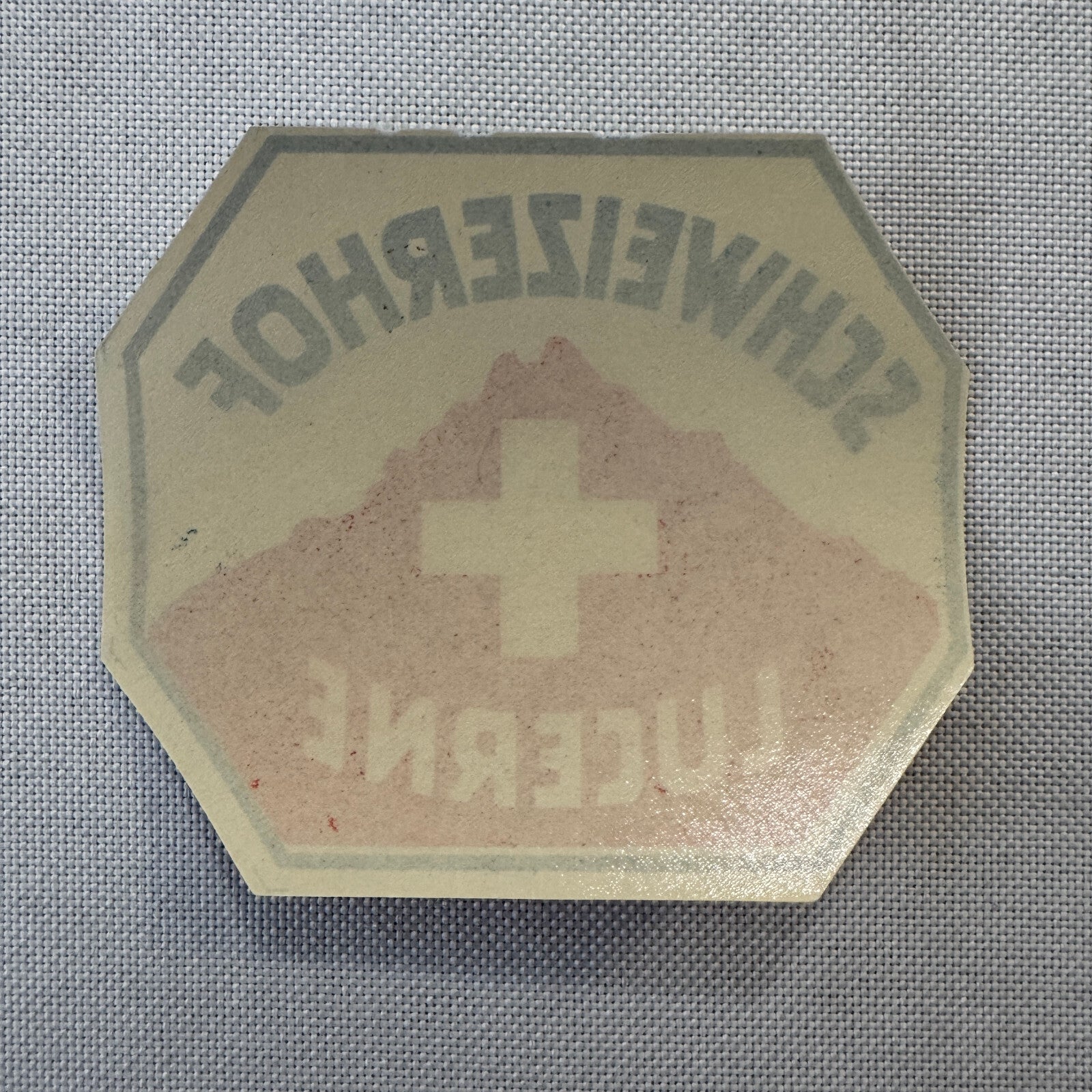 Vintage Hotel Travel Luggage Label Schweizerhof Lucerne Switzerland Swiss Suisse