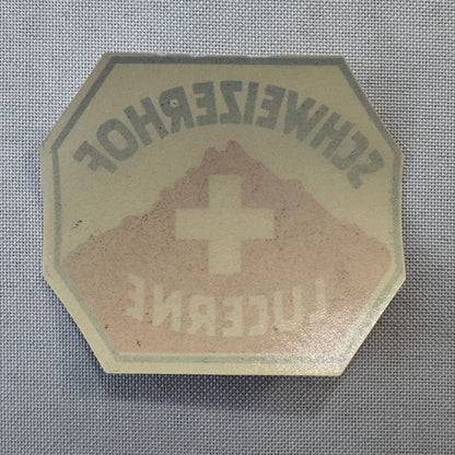 Vintage Hotel Travel Luggage Label Schweizerhof Lucerne Switzerland Swiss Suisse