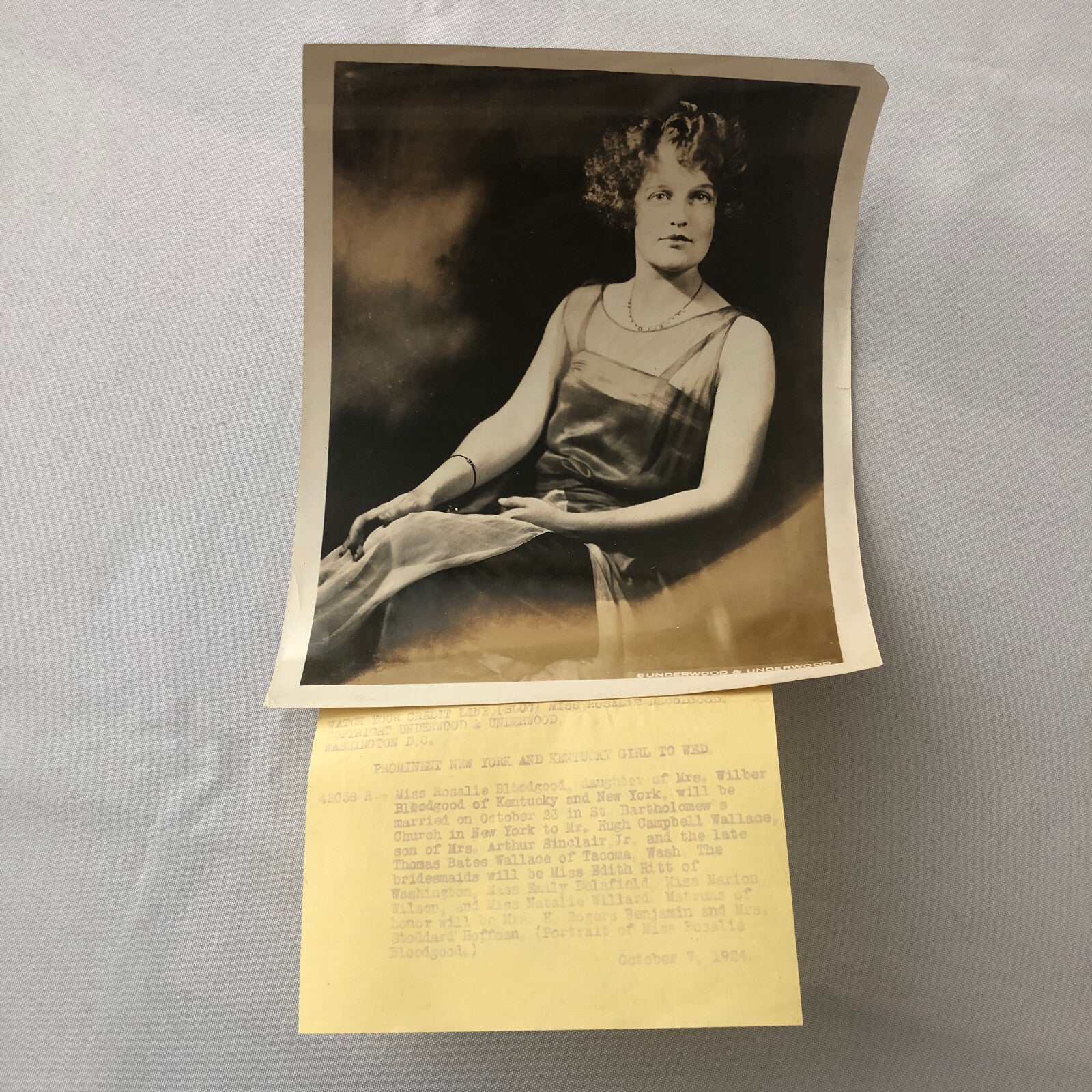 Press Photo Photograph Society Girl Engagement Marriage 1924 Underwood