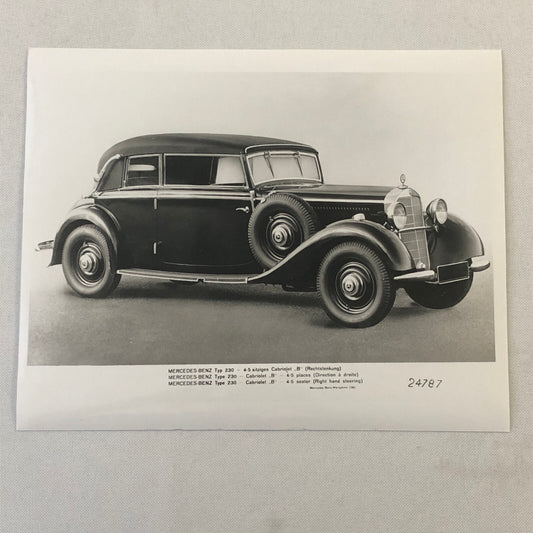 Mercedes Benz Typ 230 Type 230 Vintage Car Photo Photograph Print 