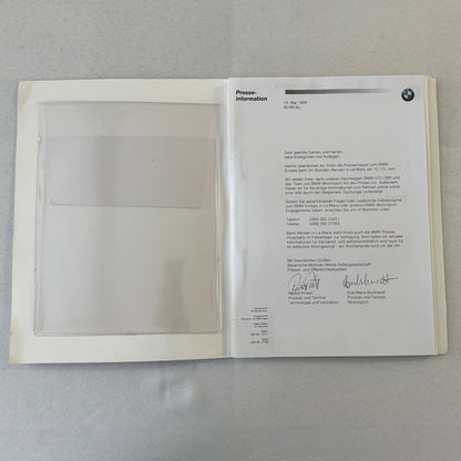 1999 BMW V12 LMR LeMans Racing Press Kit Brochure Photos GERMAN Jenny Holzer Art