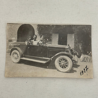 Vintage Photo Photograph Print Antique Car Man Dog 1927