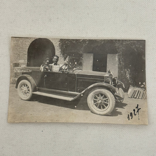 Vintage Photo Photograph Print Antique Car Man Dog 1927