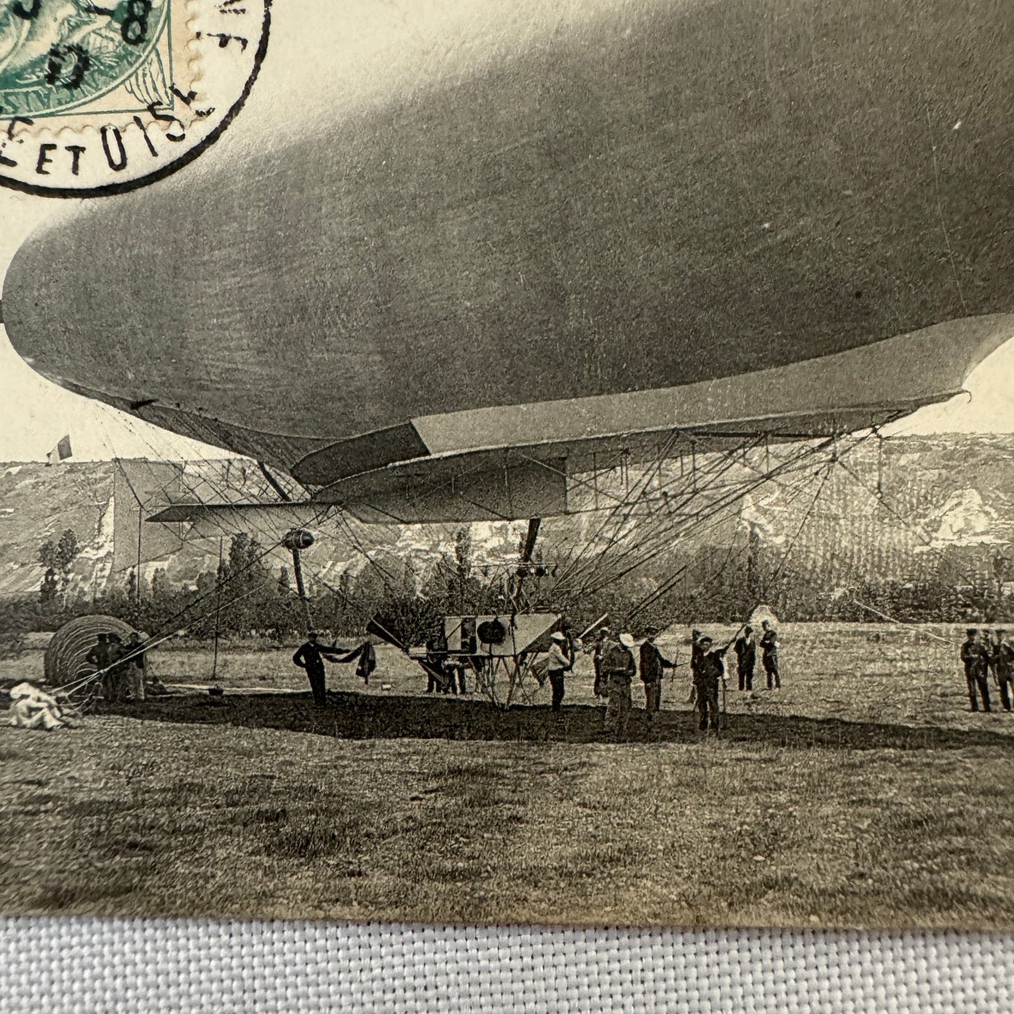 Vintage Zeppelin Airship Dirigible Postcard Post Card French Le Jaune II 1907