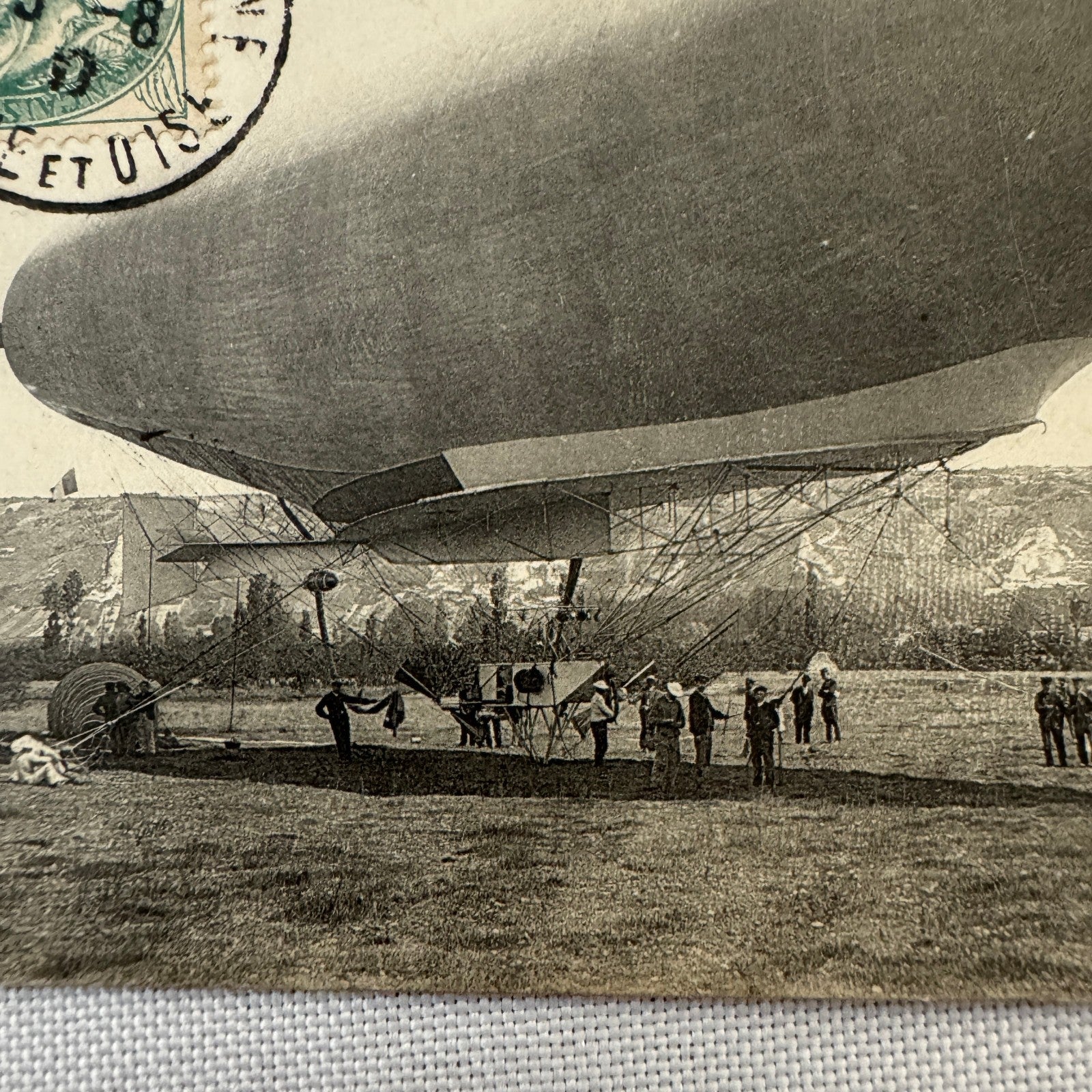 Vintage Zeppelin Airship Dirigible Postcard Post Card French Le Jaune II 1907