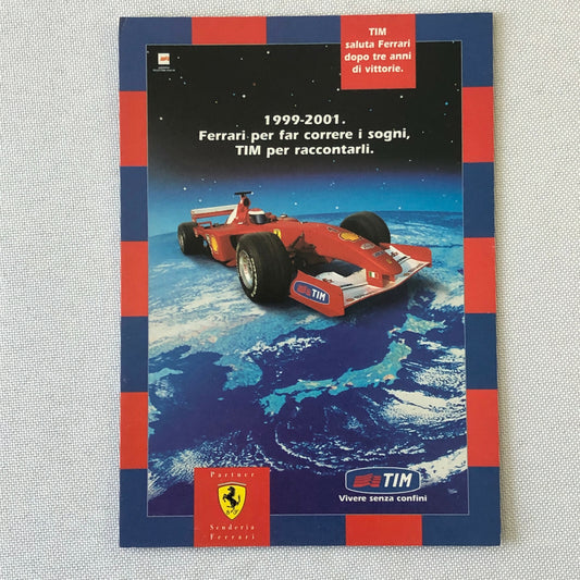 Ferrari TIM Formula One F1 Racing Postcard Post Card 1999-2001 Season 