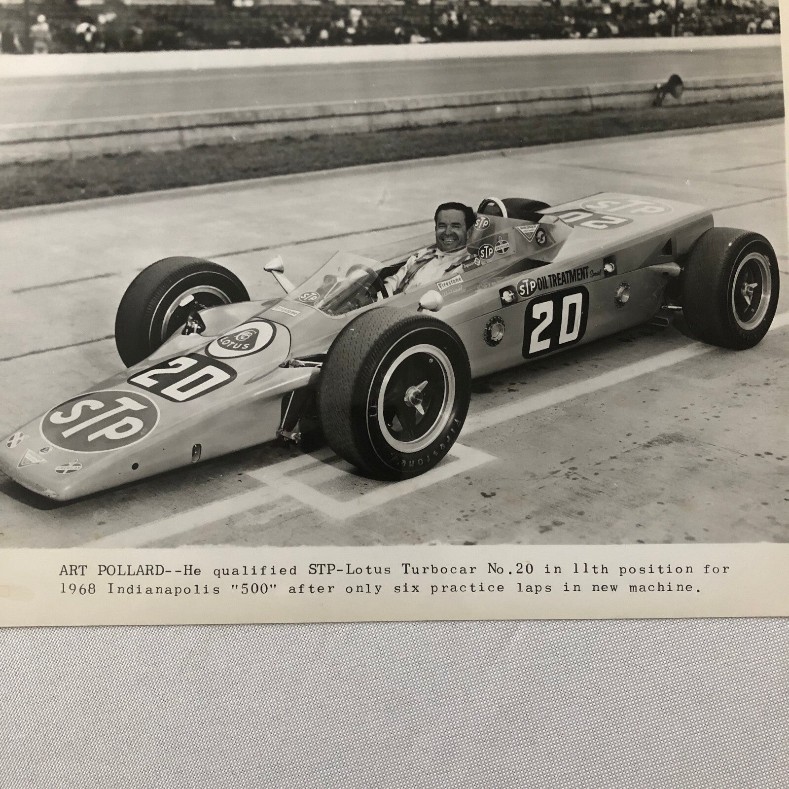Vintage Indy Indianapolis 500 Racing Photo Photograph Art Pollard STP Lotus 1968
