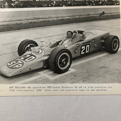 Vintage Indy Indianapolis 500 Racing Photo Photograph Art Pollard STP Lotus 1968