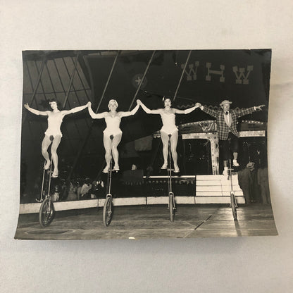 Circus Performer Balancing Act Unicycle Photo Photograph Vintage Marchita Troupe