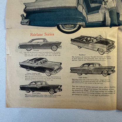 1956 Ford Car Sales Brochure Newspaper Crown Victoria Thunderbird Tudor Wagon +